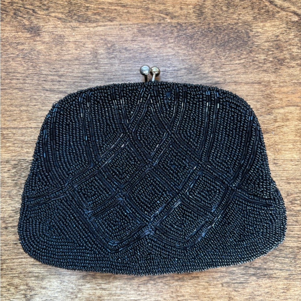 Black Beaded Clutch